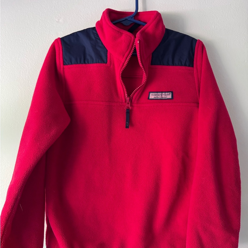 Vineyard Vines Kid’s (6) Red Quarter-Zip Fleece Pullover